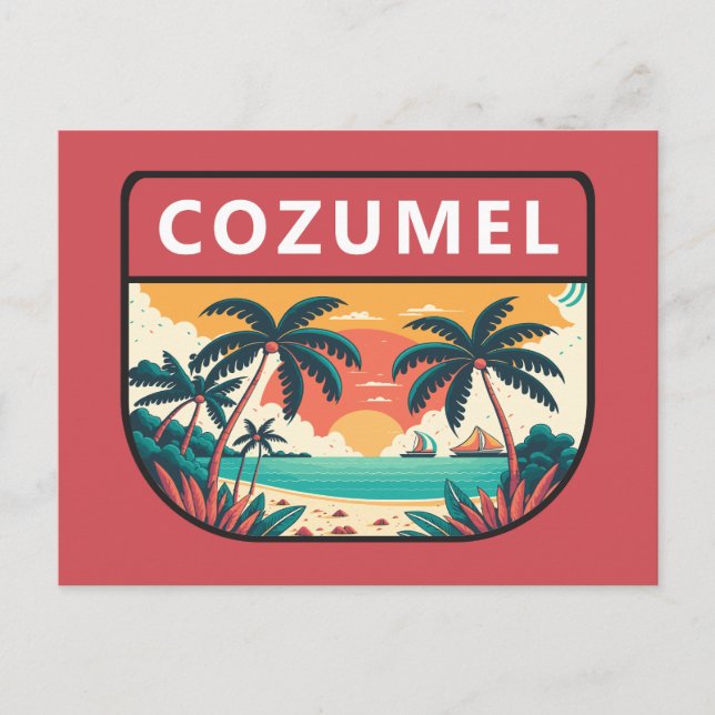 Cozumel Mexico Retro Emblem Postcard (Front)