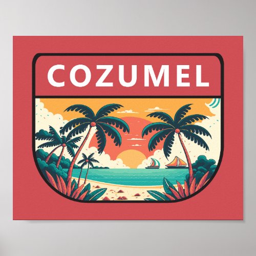 Cozumel Mexico Retro Emblem Poster