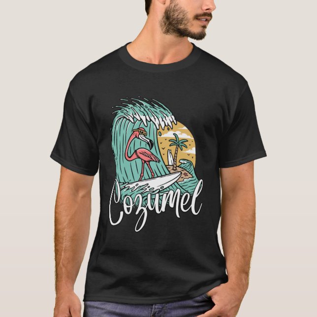 Cozumel Mexico Retro Flamingo T-Shirt (Front)