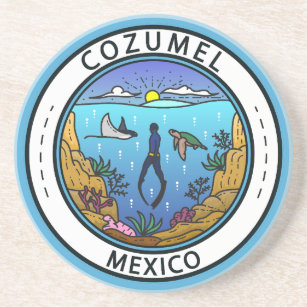Cozumel Mexico Scuba Badge Coaster