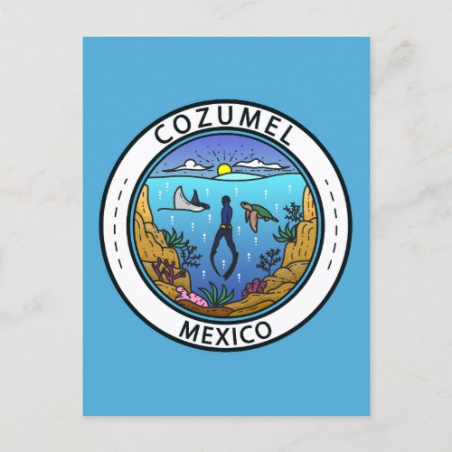 Cozumel Mexico Scuba Badge Postcard