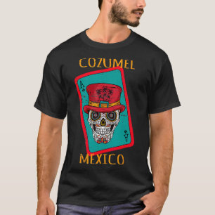 Cozumel Mexico Sugar Skull Ace of Spades Souvenir T-Shirt