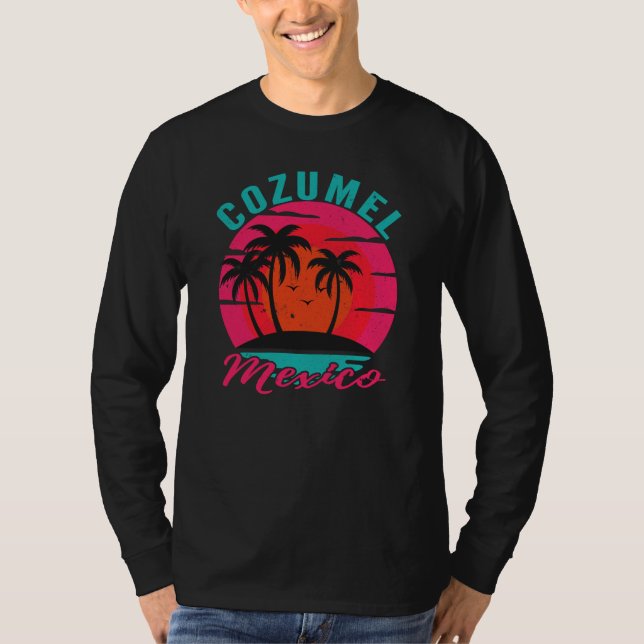 Cozumel Mexico Sunset Retro Vacation T-Shirt (Front)