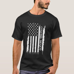 Cozumel Mexico United States Distressed w US Flag T-Shirt