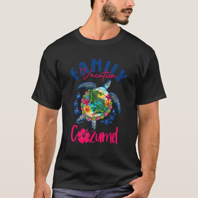 Cozumel Mexico Vacation Sea Blue Turtle Matching F T-Shirt (Front)