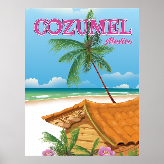 Cozumel Mexico Vintage travel poster print (Front)