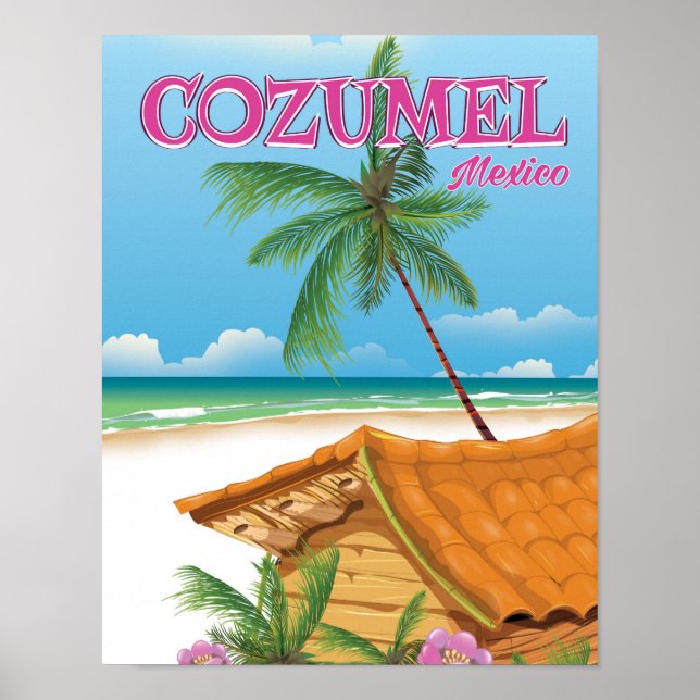 Cozumel Mexico Vintage travel poster print (Front)
