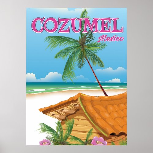 Cozumel Mexico Vintage travel poster print