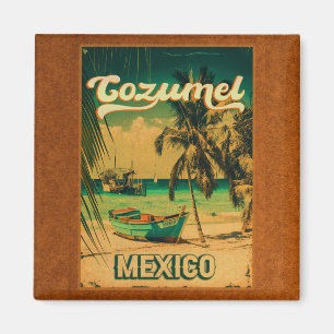 Cozumel Palm Tree Retro 80s Mexican Playa Magnet