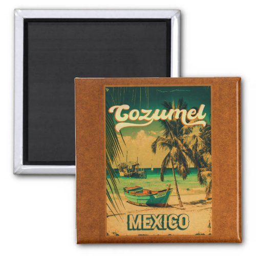 Cozumel Palm Tree Retro 80s Mexican Playa Magnet