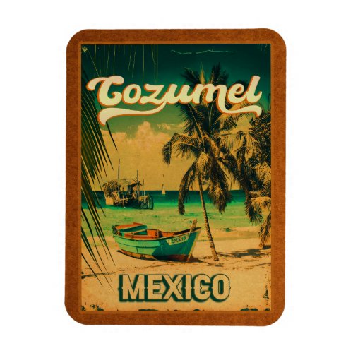 Cozumel Palm Tree Retro 80s Mexican Playa Magnet