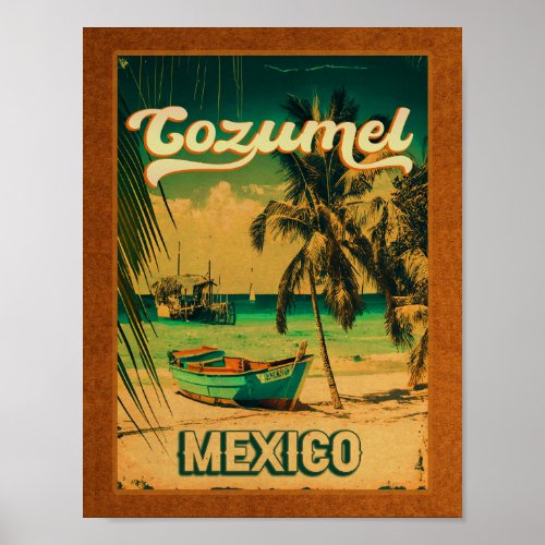 Cozumel Palm Tree Retro 80s Mexican Playa Poster