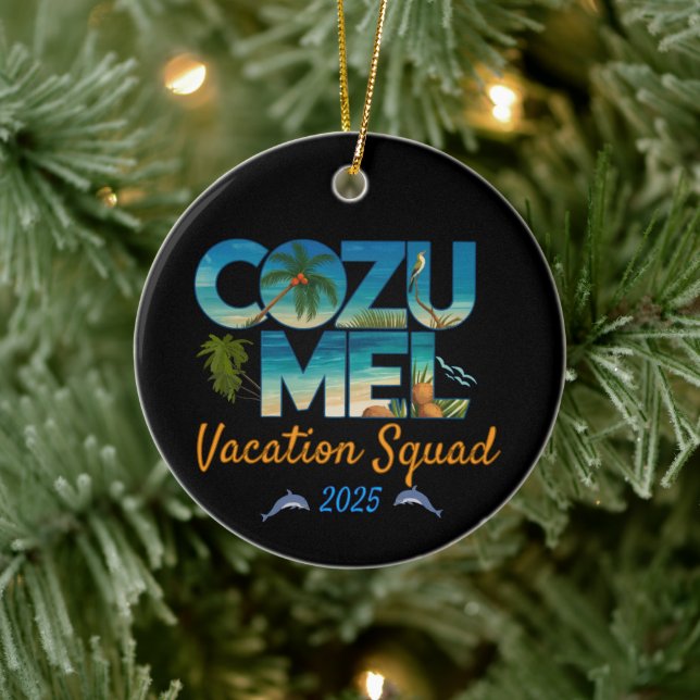 Cozumel Vacation 2025 Tropical Getaway Adventure Ceramic Ornament (Tree)