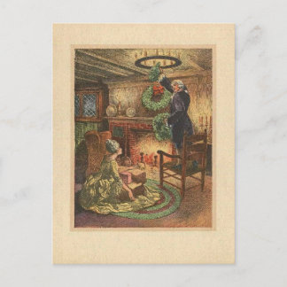 Cozy 18th Century Holiday Scene Postcard