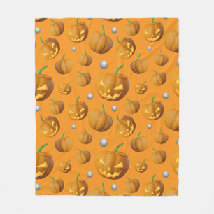 Cozy 3D Jack O'Lantern & Pumpkin Pattern Fleece Blanket