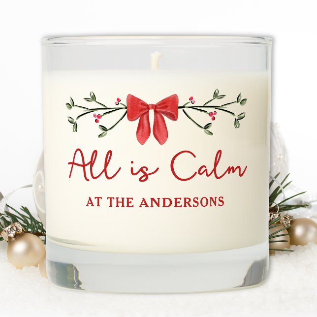 Cozy "All is Calm" Personalized Christmas Holiday  Scented Candle (Creator Uploaded)