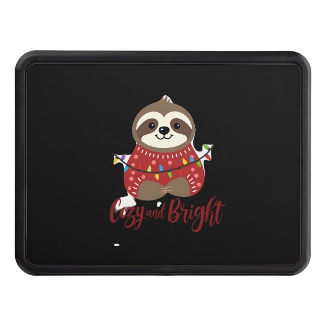 Cozy And Bright Sloth Christmas Lights (1) Hitch Cover (Front)