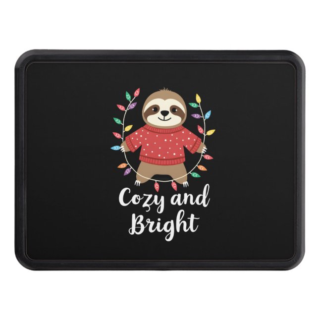 Cozy And Bright Sloth Christmas Lights (3) Hitch Cover (Front)