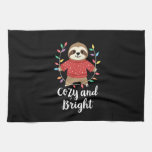 Cozy And Bright Sloth Christmas Lights (3) Kitchen Towel