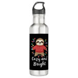 Cozy And Bright Sloth Christmas Lights (3) Stainless Steel Water Bottle