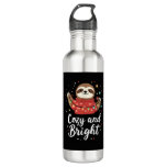 Cozy And Bright Sloth Christmas Lights (4) Stainless Steel Water Bottle