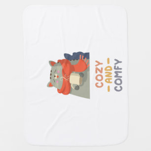 Cozy and Comfy Cat Orange Scarf Winter Warm Cute Baby Blanket