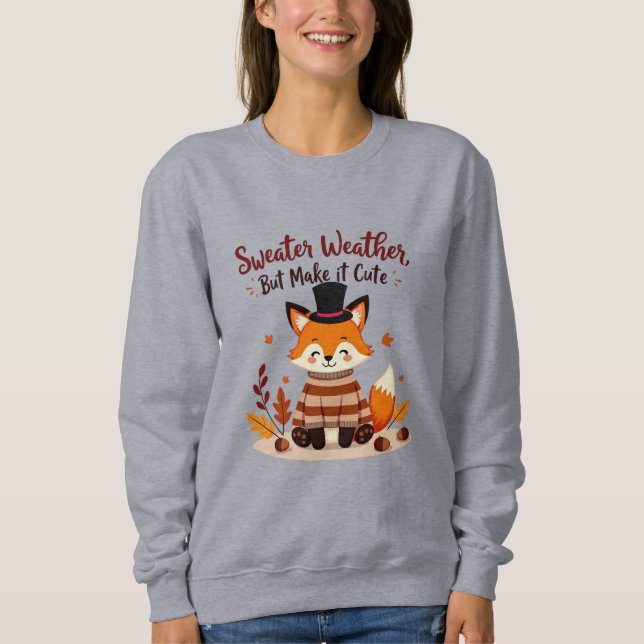Cozy and Cute Fox in Fall Sweater (Front)