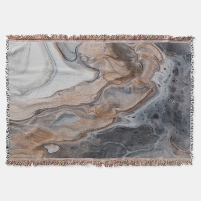 Cozy and Soft Bronze, Gray and Cream Marbled Throw Blanket (Front)