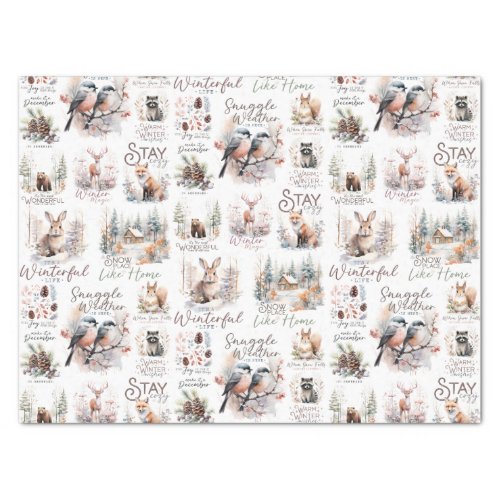 Cozy and Traditional Woodland Christmas Quotes Tissue Paper