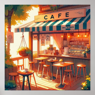 Cozy Anime Cafe Art Poster