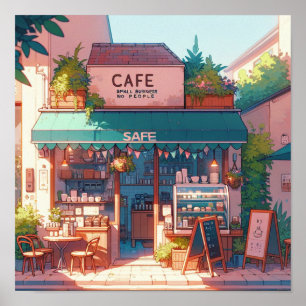 Cozy Anime Cafe Art Poster