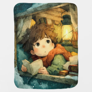 Cozy Anime Reading Baby Blanket Nursery Throw