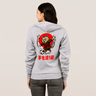 Cozy Anime Samurai Cat Soccer - For Japanese Cultu Hoodie