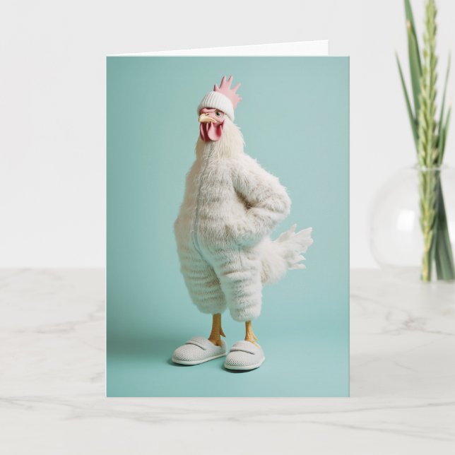 Cozy Anthropomorphic Chicken Furry Suit Slippers Invitation (Front)