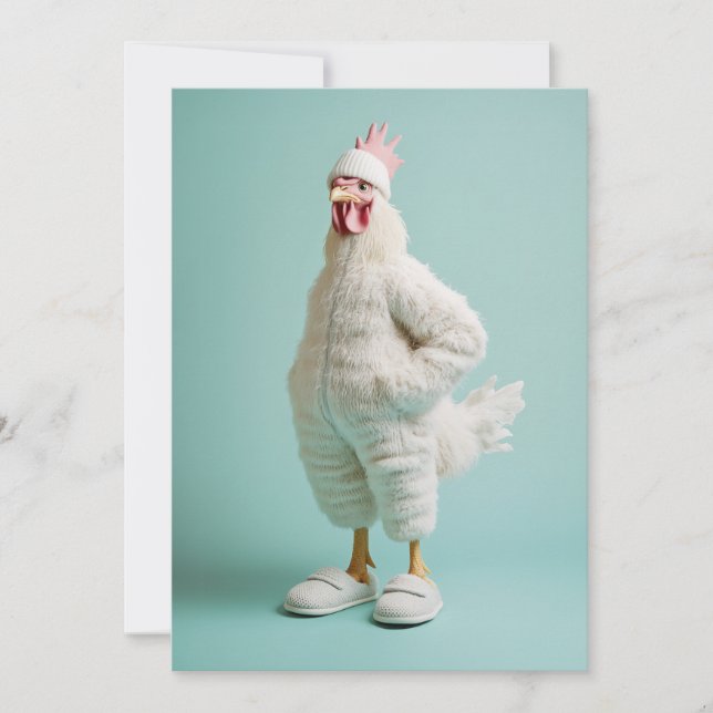 Cozy Anthropomorphic Chicken Furry Suit Slippers Invitation (Front)