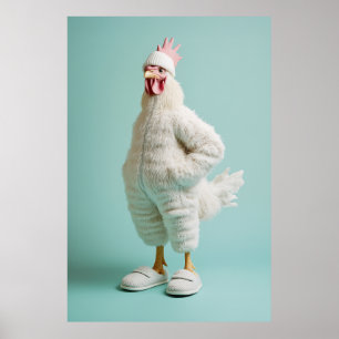 Cozy Anthropomorphic Chicken Furry Suit Slippers Poster