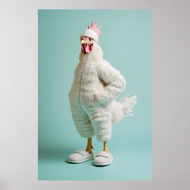 Cozy Anthropomorphic Chicken Furry Suit Slippers Poster (Front)