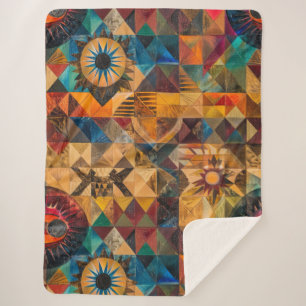 Cozy Aqua "Inherited Artistry" Plush Sherpa Blanke Sherpa Blanket