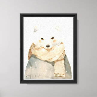Cozy Arctic Fox Nursery Wall Art Watercolor Decor