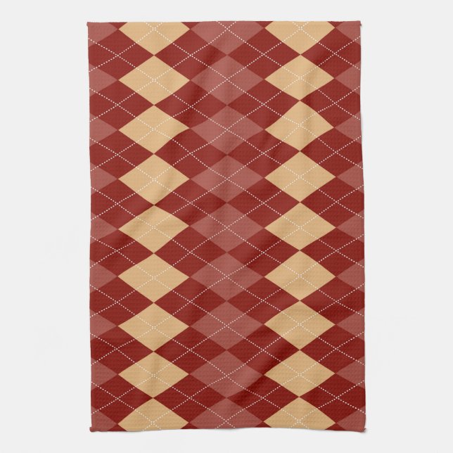 Cozy Argyle Aesthetic with Dotted Lines Kitchen Towel (Vertical)