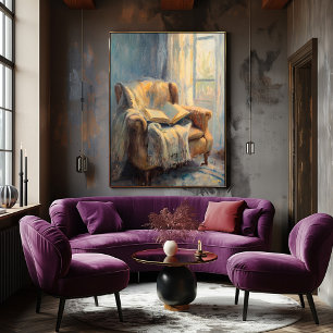 Cozy Armchair with Book by Window – Impressionist Poster
