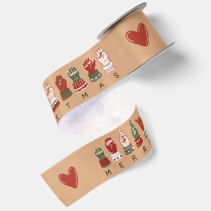 Cozy ASL Merry Christmas Satin Ribbon