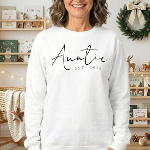Cozy Auntie EST Year Family Script Design Sweatshirt