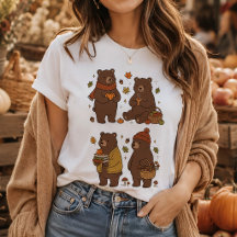 Cozy Autumn Bears Cottagecore Forest Illustration