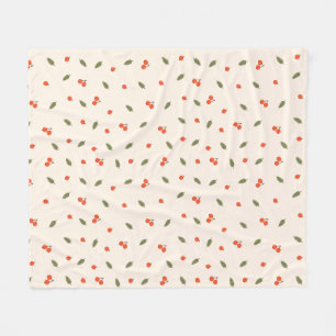 Cozy Autumn Berries Cream Botanical Fleece Blanket