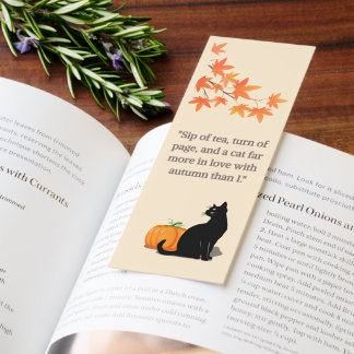 Cozy Autumn Black Cat & Pumpkin Double-Sided Bookm Bookmarks