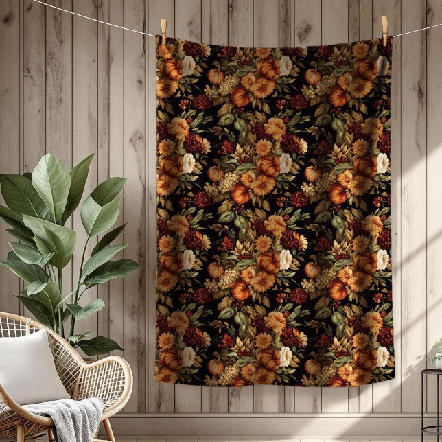 Cozy Autumn Blooms & Pumpkins Throw Blanket (Cozy Autumn Blooms & Pumpkins Throw Blanket)