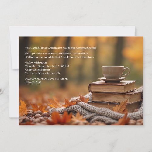 Cozy Autumn Book Club Invitation