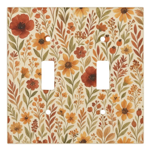 Cozy Autumn Botanical - fall blooms Light Switch Cover (Front)