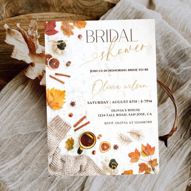 Cozy Autumn Bridal Shower-Fall Leaves & Warm Party Invitation (Creator Uploaded)